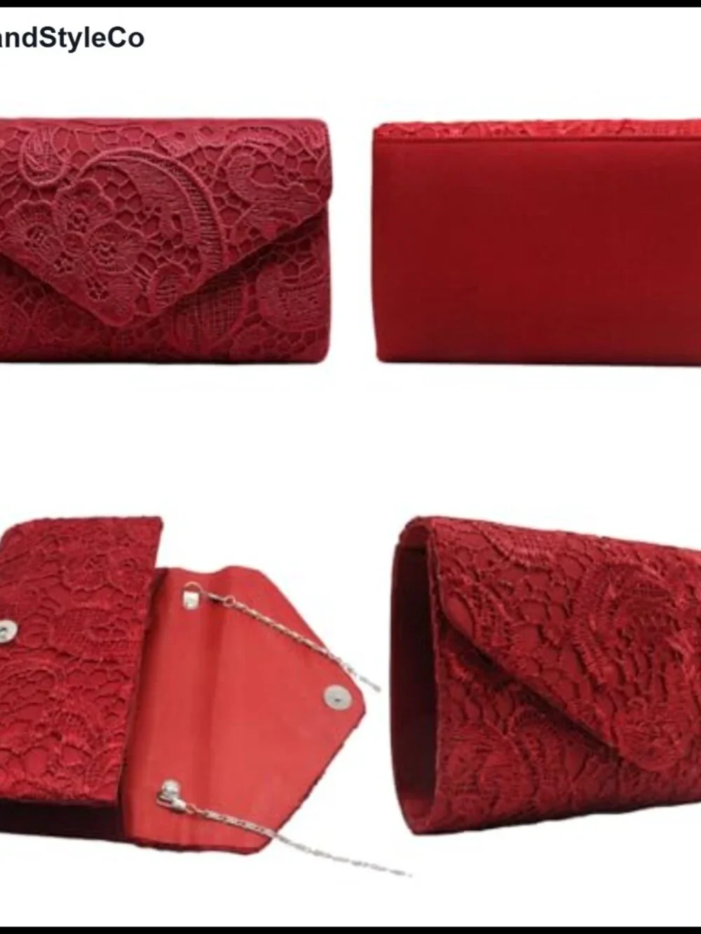 Lace Embroidered Clutch Evening Bag Envelope Satin Purse